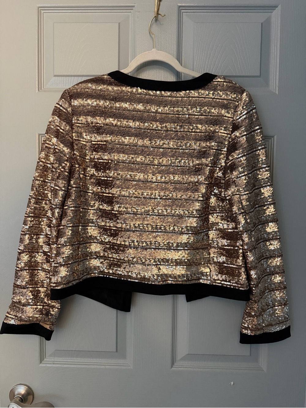 NWT Express TIPPED Gold SEQUIN STRIPED JACKET Size Medium - Picture 6 of 15